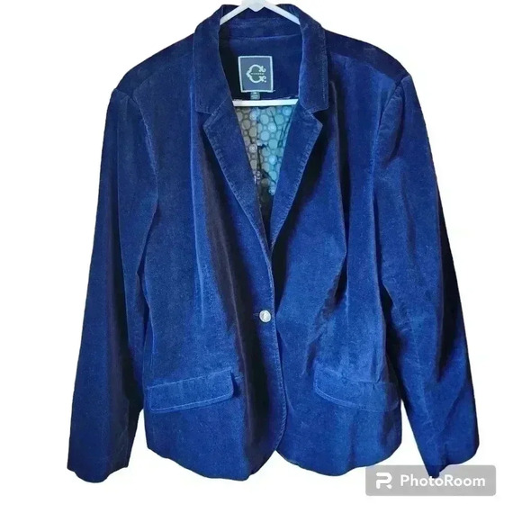 C. Wonder Jacket Velvet Lined Blazer Navy Blue 81893 Size 14 - Picture 1 of 10